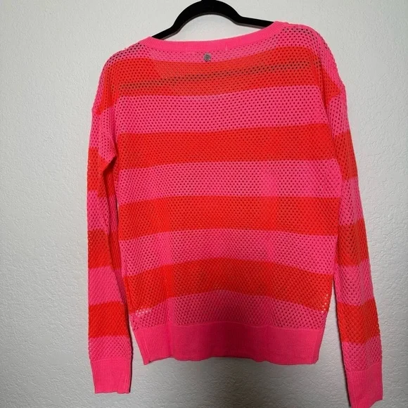 Lorna Jane Knit Acrylic Neon Pink and Orange Striped Sweater - Picture 10 of 10